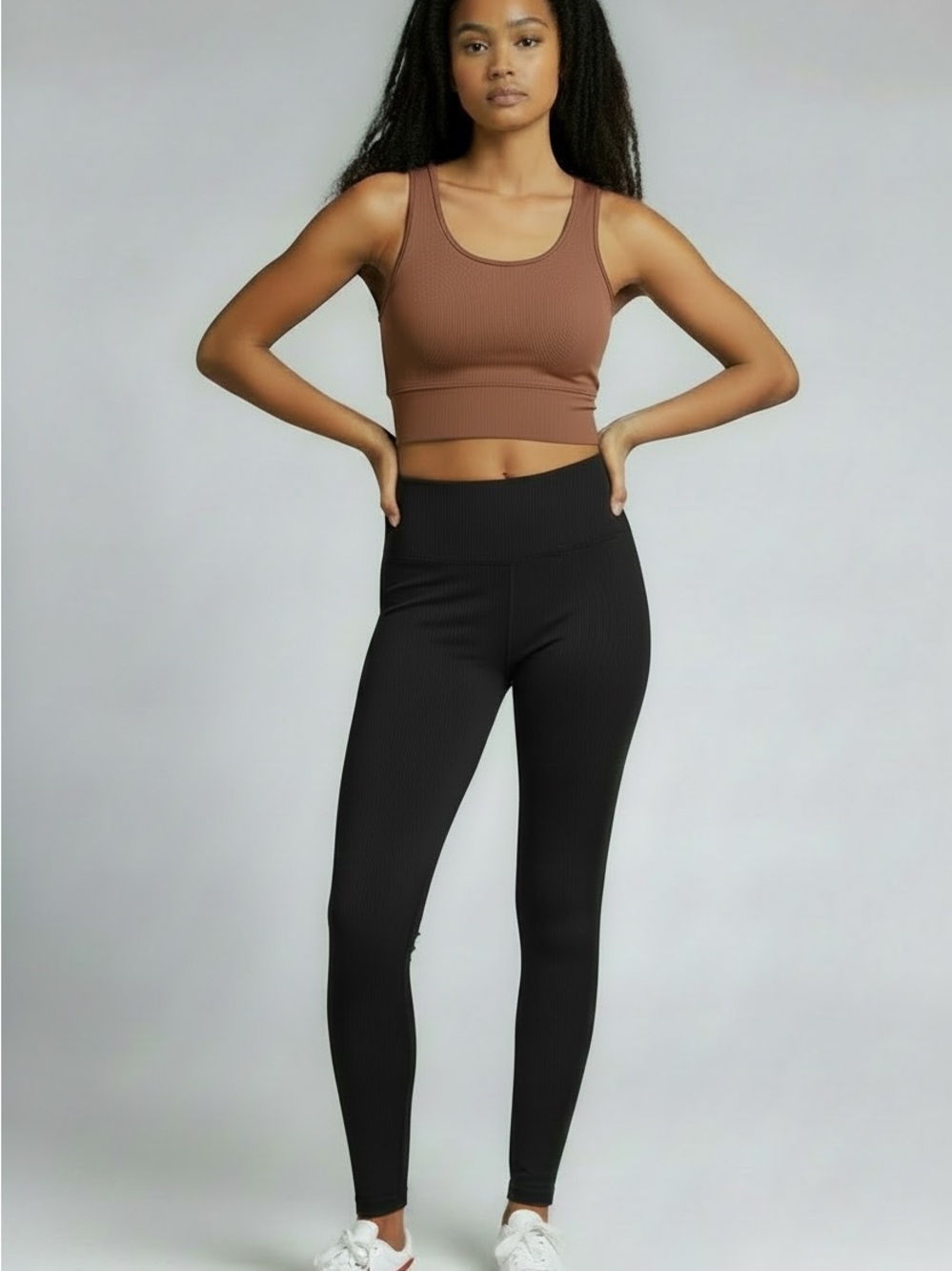 Zella Ribbed Crop Sports Bra in Brown - Picture 5 of 5